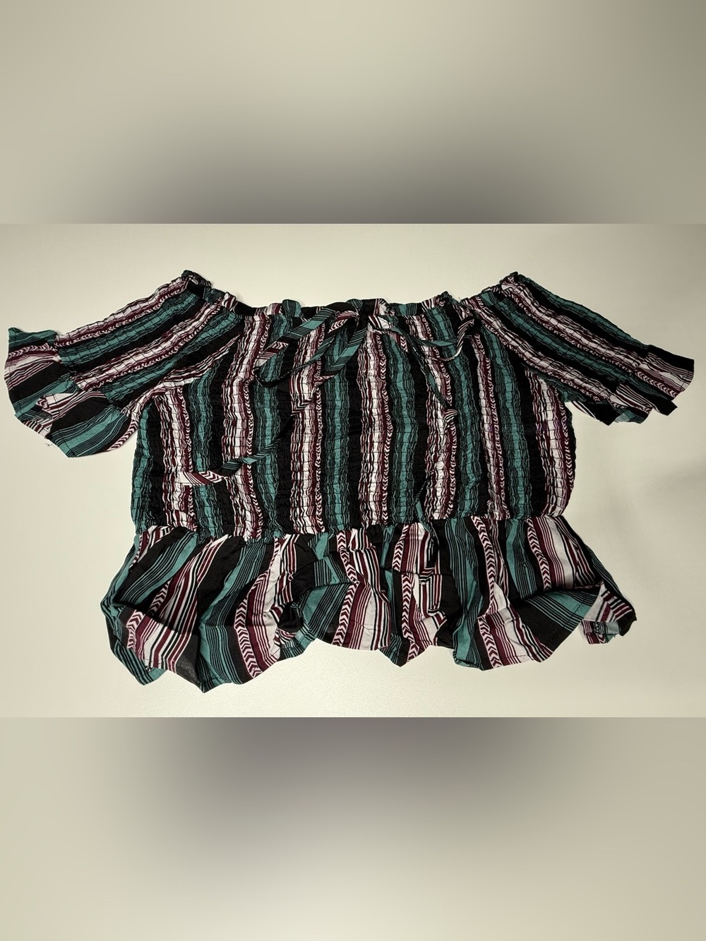 NWT Striped Smocked Off-Shoulder Top - 257-259